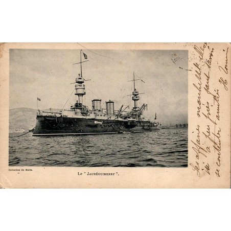 CPA Toulon cuirassé Jauréguiberry de la Marine française, Collection du Marin, circulée en 1904