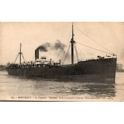 CPA Bordeaux paquebot Hudson de la Compagnie Générale Transatlantique, carte circulée en 1911
