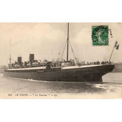 CPA Le Havre paquebot La Touraine en navigation, grand transatlantique français de la Compagnie Générale Transatlantique