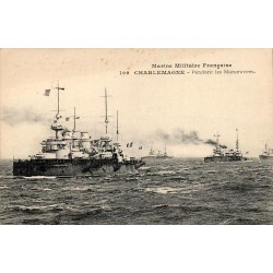 CPA cuirassé Charlemagne pendant les manœuvres de la Marine militaire française n°199
