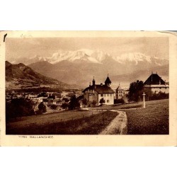 CPSM Sallanches vue générale et massif du Mont-Blanc en Haute-Savoie