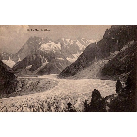 CPA Chamonix La Mer de Glace, vue ancienne du glacier dans le massif du Mont-Blanc