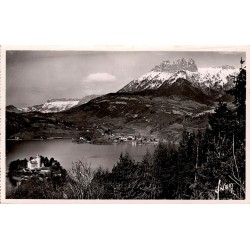 CPSM Talloires vue sur Duingt lac d’Annecy château et massif de la Tournette