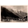 CPSM Argentière vue générale village église et massif du Mont-Blanc en 1953