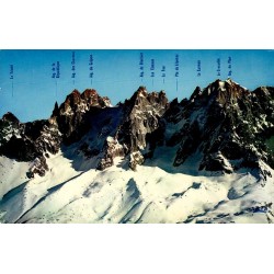 CPSM Aiguilles de Chamonix avec identification des sommets du massif du Mont-Blanc