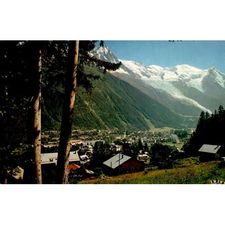 CPSM Chamonix Mont-Blanc, Aiguille du Midi, Dôme du Goûter et glacier des Bossons