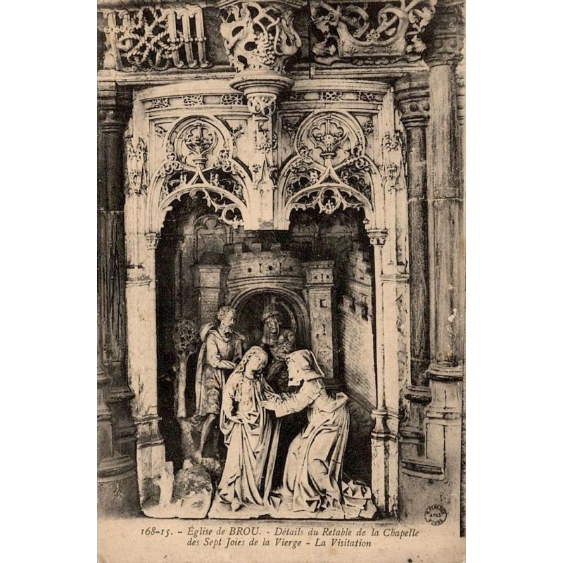 CPA Bourg-en-Bresse église de Brou, retable des Sept Joies de la Vierge, scène de la Visitation