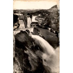 CPSM barrage de Génissiat Ain, canal évacuateur et doucine avec puissant écoulement du Rhône