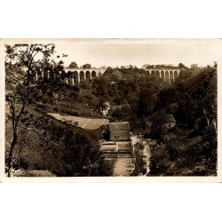 CPSM Néris-les-Bains Allier Vallée des Moulins et viaducs dominant la vallée