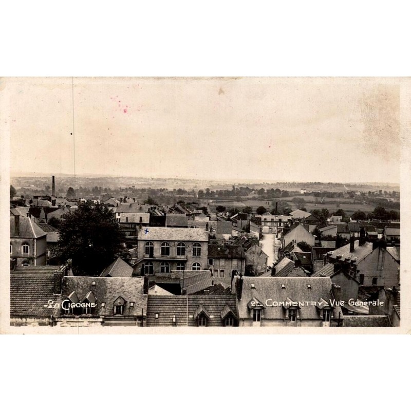 CPSM Commentry vue générale avec école des garçons dans l’Allier en 1945