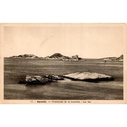 CPSM Marseille Corniche, îles du Frioul et château d’If dans la rade