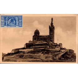 CPSM Marseille Notre-Dame-de-la-Garde avec vignette illustrée de la crypte