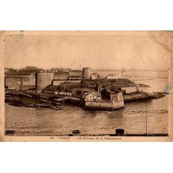 CPSM Brest Château et Sémaphore, carte circulée en novembre 1939