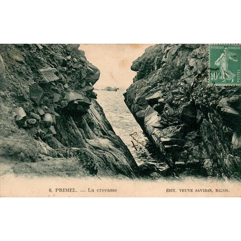 CPA Primel La Crevasse à Plougasnou, rochers et mer, carte circulée en 1925