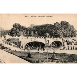 CPA Metz nouvelles fontaines de l’Esplanade, vue animée ancienne, P. Mars fils