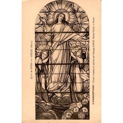 Carte postale ancienne du vitrail de l’Assomption de l’Église de Sivry-sur-Meuse par Georges Janin