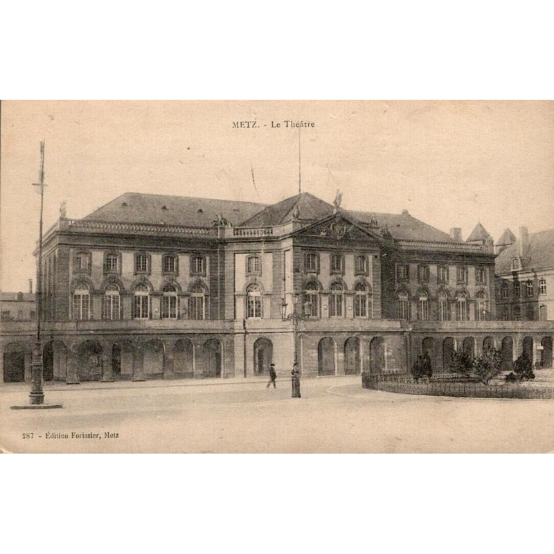 CPA Metz Le Théâtre, ancienne vue de la façade et de la place de la Comédie