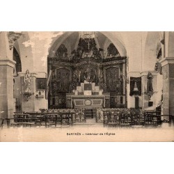 CPA Bartrès intérieur de l’église, autel et ancien décor religieux Hautes-Pyrénées