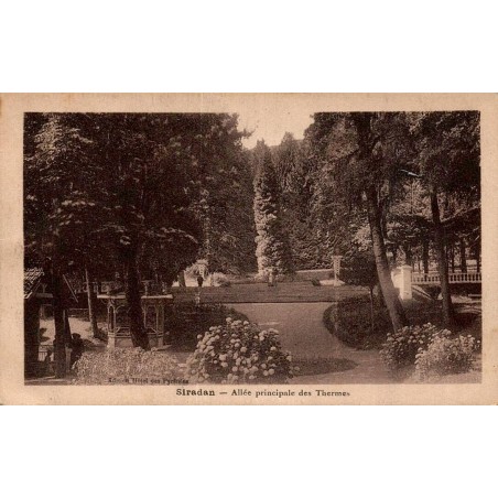 CPA Siradan allée principale des Thermes et parc thermal dans les Hautes-Pyrénées