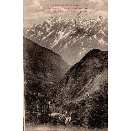 CPA Barèges route des Pyrénées vers Luz et chapelle Saint-Justin dans les Hautes-Pyrénées