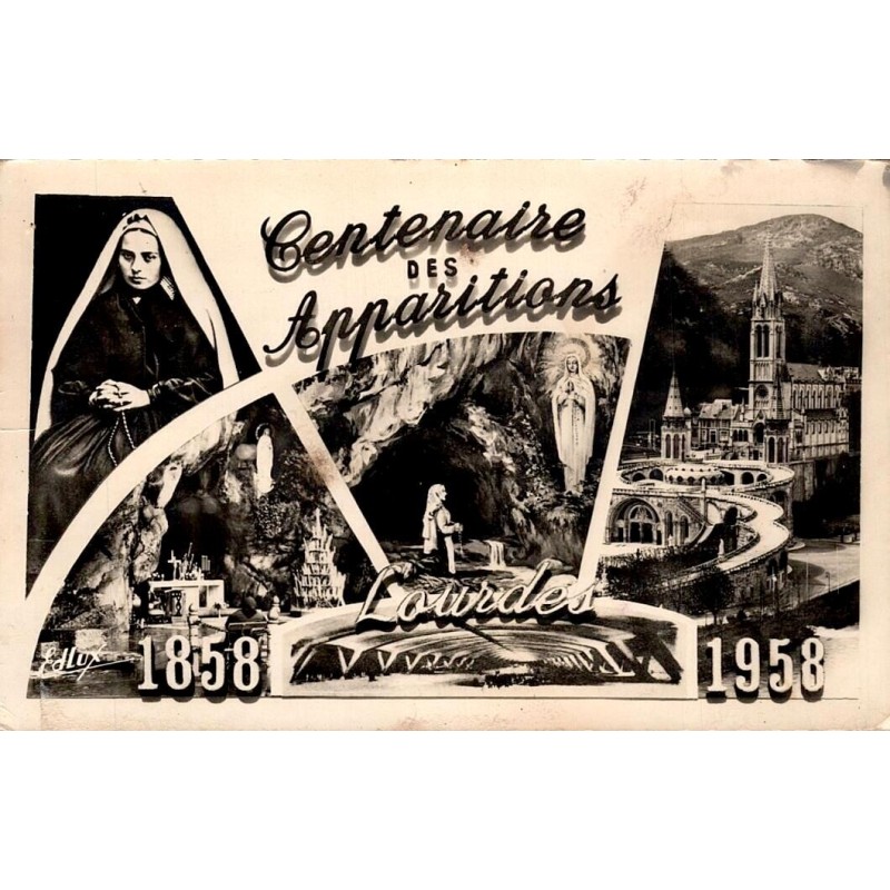 CPSM Lourdes – Centenaire des Apparitions 1858-1958 – Sainte Bernadette