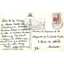 CPSM Lourdes – Basilique et montagne enneigée – Hautes-Pyrénées 1966