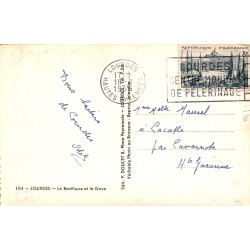 CPSM Lourdes – Basilique et Gave de Pau – Hautes-Pyrénées 1951