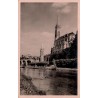 CPSM Lourdes basilique et Gave de Pau, vue verticale ancienne en noir et blanc