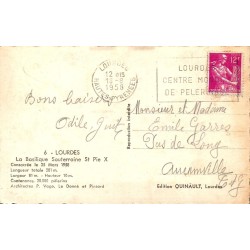 CPSM Lourdes – Basilique souterraine Saint-Pie-X – 1958