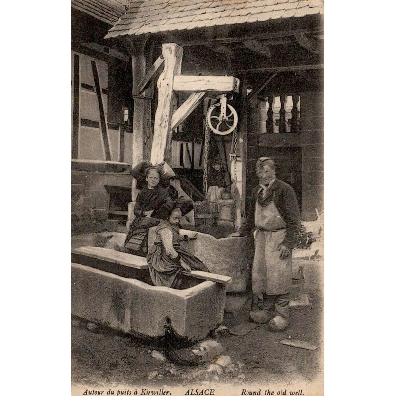 CPA Kirrwiller Alsace habitants autour d'un ancien puits en 1915 Bas-Rhin