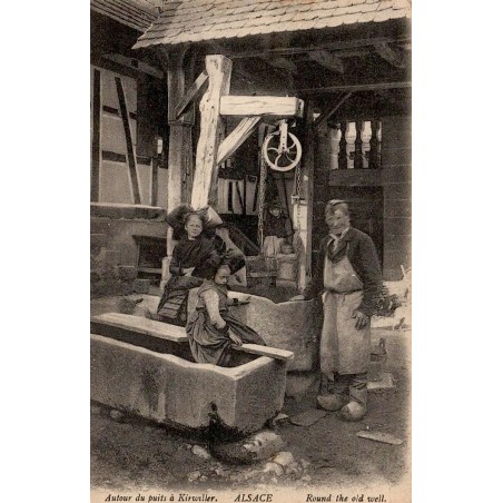 CPA Kirrwiller Alsace habitants autour d'un ancien puits en 1915 Bas-Rhin