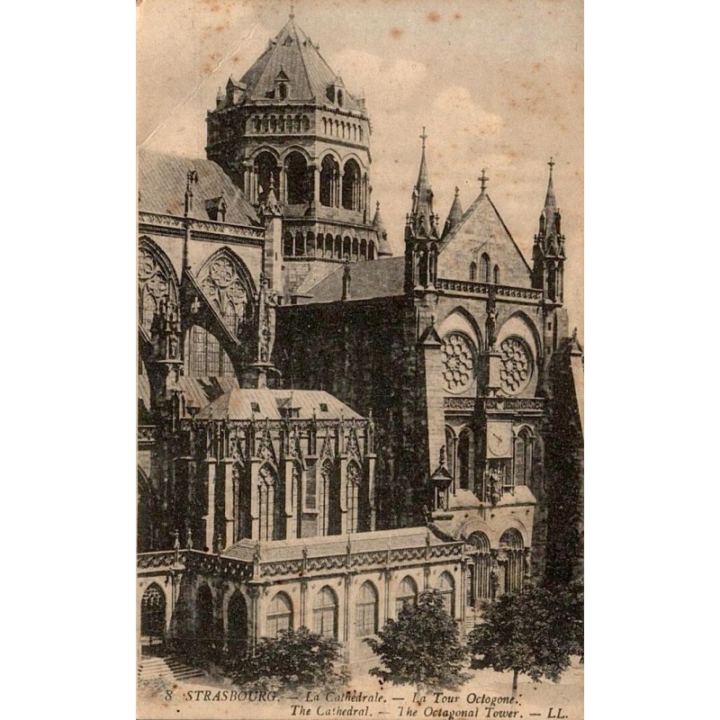 CPA Strasbourg cathédrale Notre-Dame tour octogone architecture gothique LL