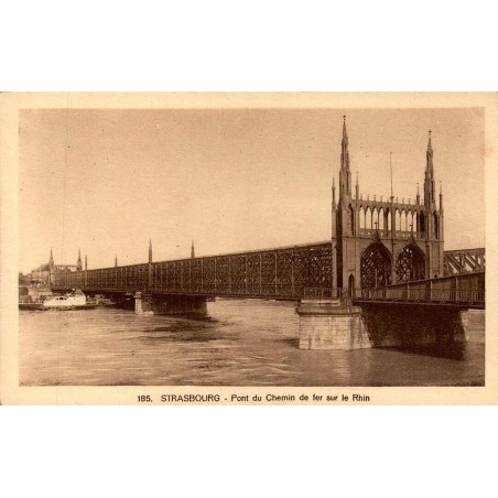 CPA Strasbourg pont du chemin de fer sur le Rhin ouvrage ferroviaire métallique ancien