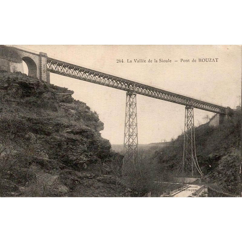 CPA vallée de la Sioule, pont ferroviaire de Rouzat et hautes piles métalliques
