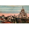 CPA Paris Sacré-Cœur de Montmartre et funiculaire, ancienne vue colorisée