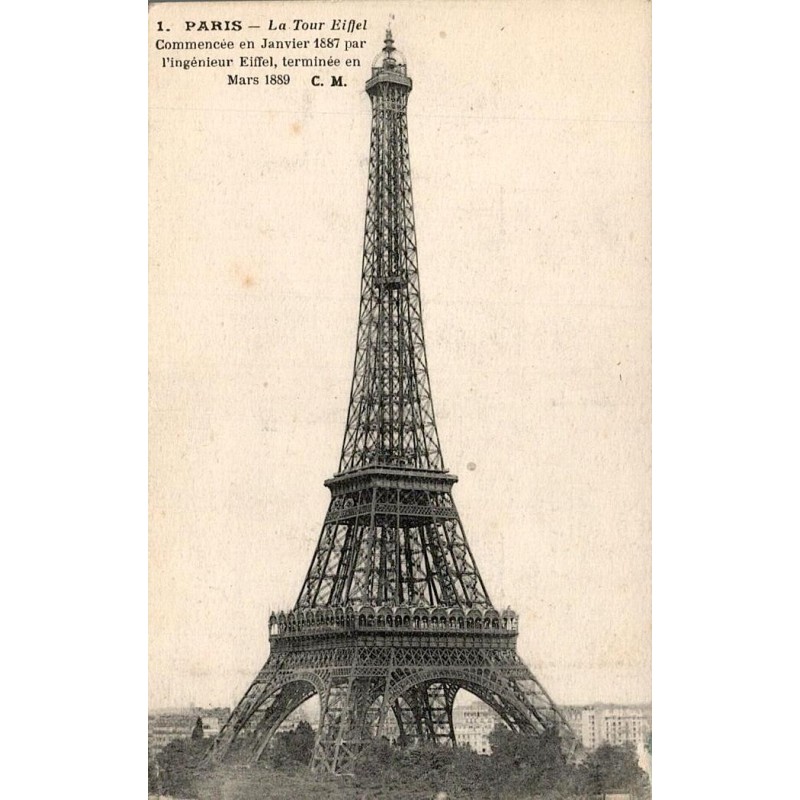 CPA Paris Tour Eiffel, vue verticale ancienne du monument construit par Gustave Eiffel