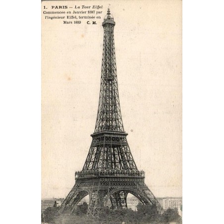CPA Paris Tour Eiffel, vue verticale ancienne du monument construit par Gustave Eiffel