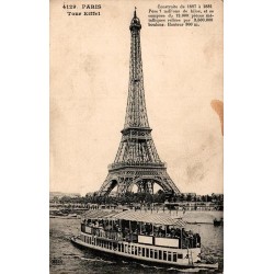 CPA Paris Tour Eiffel avec bateau à passagers sur la Seine, ELD 4129