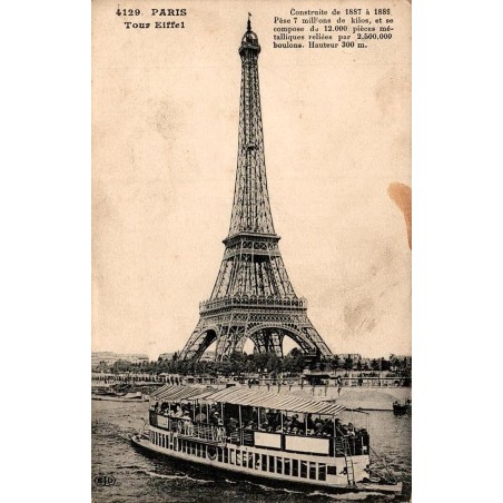 CPA Paris Tour Eiffel avec bateau à passagers sur la Seine, ELD 4129