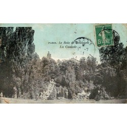 CPA Paris Bois de Boulogne la Cascade avec promeneurs, carte circulée timbre 5 c