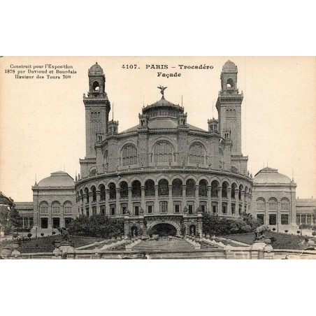 CPA Paris ancien Palais du Trocadéro façade construit pour l’Exposition de 1878 n°4107