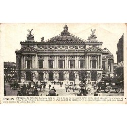 CPA Paris Opéra Garnier vue ancienne avec fiacres et animation de rue
