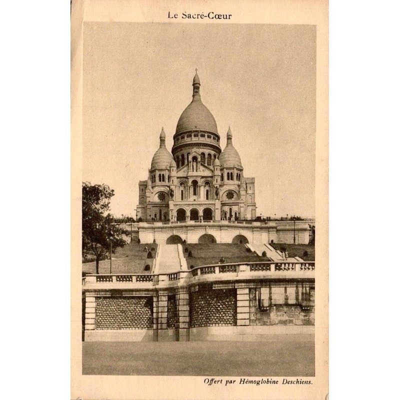 CPSM Paris Sacré-Cœur Montmartre carte publicitaire Hémoglobine Deschiens