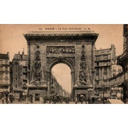 CPA Paris Porte Saint-Denis C.M. n°51 passants attelages et commerces