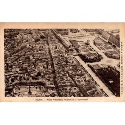 CPSM Paris vue aérienne place Vendôme Tuileries et Carrousel Compagnie Aérienne Française
