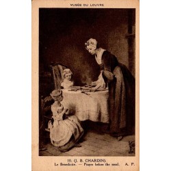 CPA Musée du Louvre Le Bénédicité de Chardin édition A. Papegnin n°10