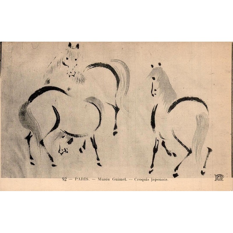 CPA Paris Musée Guimet croquis japonais de chevaux Neurdein Frères n°92