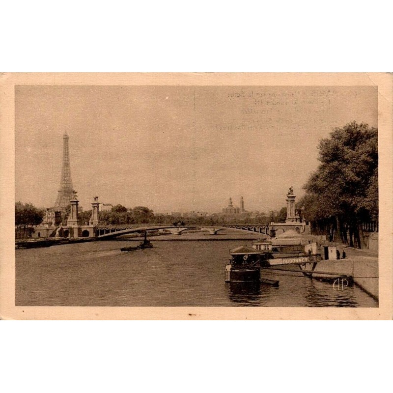 CPSM Paris Seine Pont Alexandre III Tour Eiffel Trocadéro E. Papegnin n°85