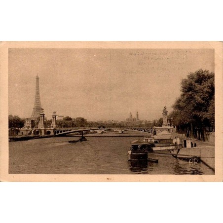 CPSM Paris Seine Pont Alexandre III Tour Eiffel Trocadéro E. Papegnin n°85