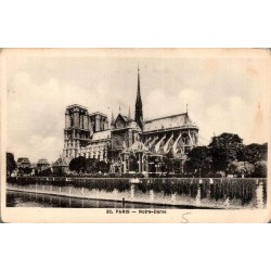 CPA Paris Notre-Dame vue depuis la Seine ancienne flèche cathédrale édition Lader n°32